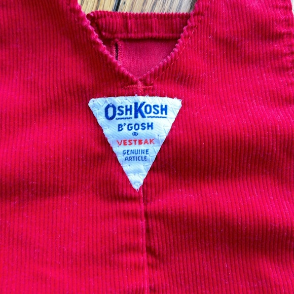 Vintage Oshkosh Baby Boys Red Corduroy Footed Overalls - Picture 8 of 8